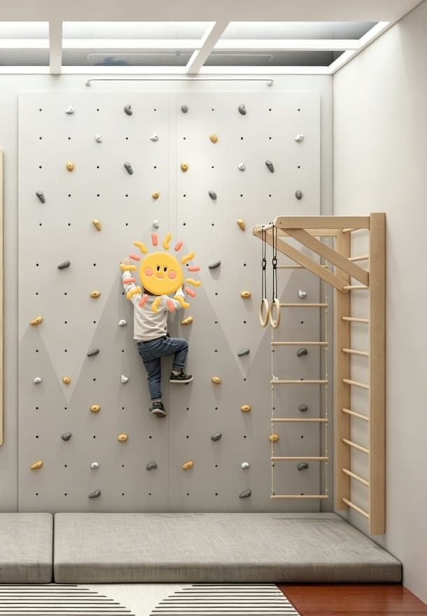 Le mur d'escalade côté débutants